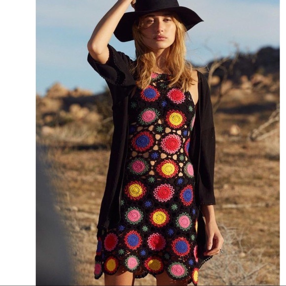 H&M x Coachella Dresses & Skirts - H&M x Coachella crochet knit colorful dress Sz 14